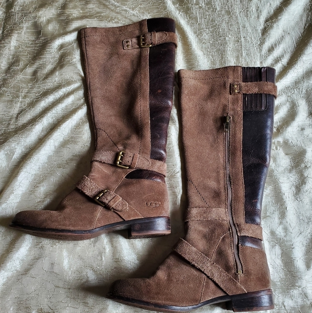 Ugg Cyndee leather and suede riding boots